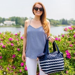 ❤️ Bloggers favorite- New Stripe Viscose Twill Cami in Dusty Blue Multi